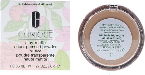 New! Clinique Stay-Matte Sheer Pressed Powder, 0.27 oz / 7.6 g, 101 Invisible Matte (All Skin Tones)