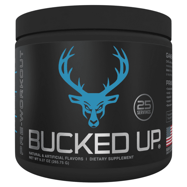 Bucked Up Pre-Workout Powder, Blue Raz, Sugar-Free Supplement 9.37oz/265.75ml