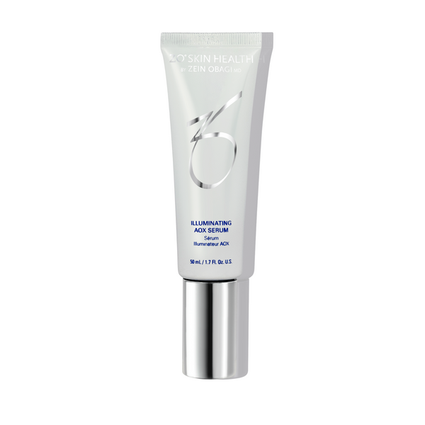 Skincare serum tube with brand logo on a white background