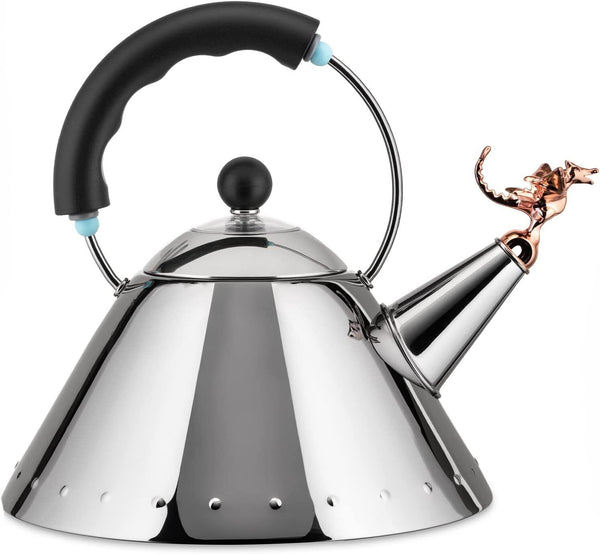 Alessi | Tea Rex - Design Kettle with Handle and Dragon-Shaped Whistle, Stainless Steel, Black